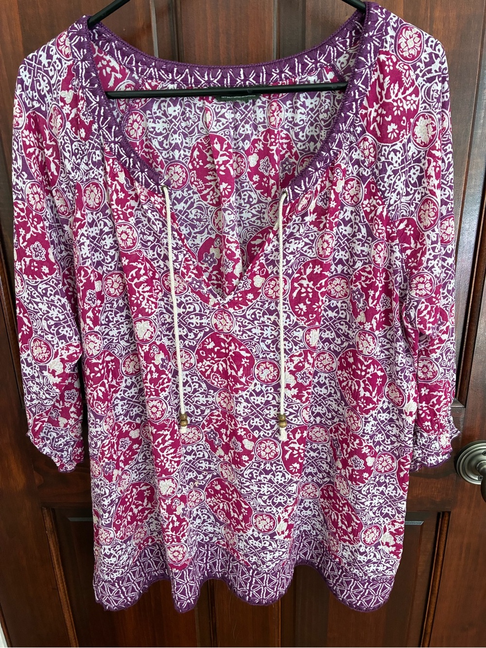 Women’s Eddie Bauer Magenta & Purple Boho Cotton Tunic Top